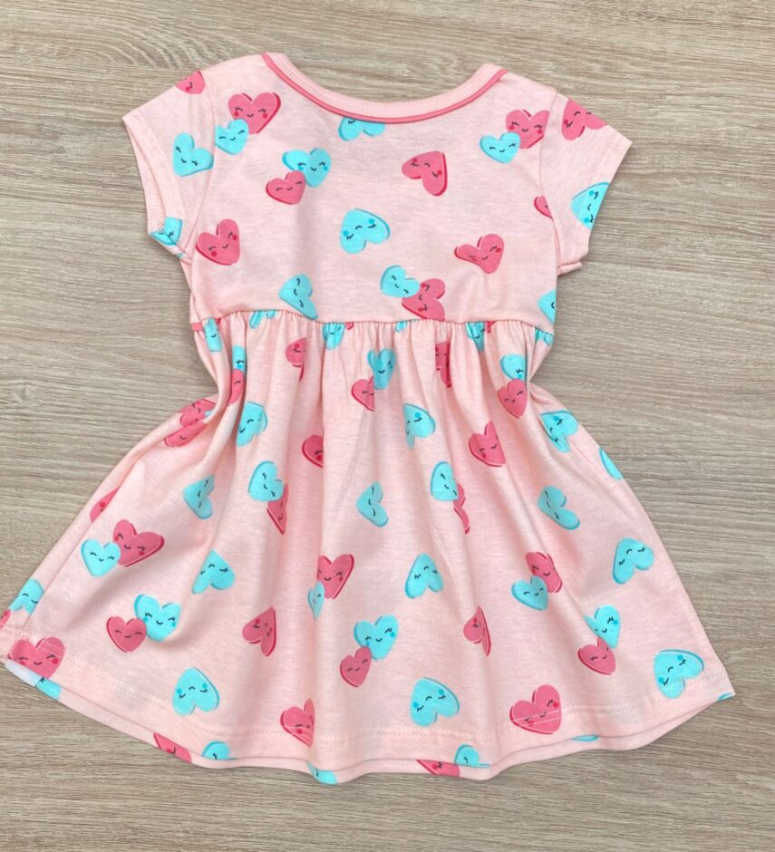 fernandaramoskids com br Vestido Infantil Feminino de Malha Estampado Corações Salmão 2