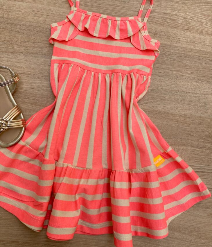 fernandaramoskids com br Vestido Infantil Feminino em Meia Malha de Alcinha Pink Flúor 1