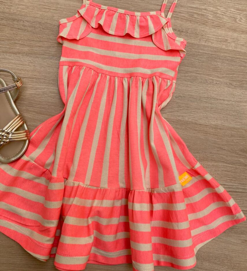fernandaramoskids com br Vestido Infantil Feminino em Meia Malha de Alcinha Pink Flúor 1