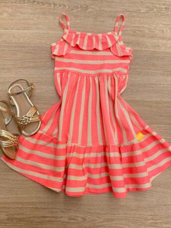 Vestido Infantil Feminino em Meia Malha de Alcinha Pink Flúor Fernanda Ramos Kids