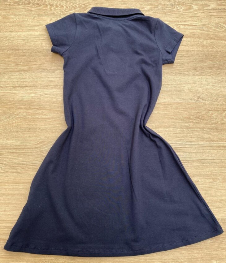 fernandaramoskids com br Vestido Infantil Feminino Gola Polo com Botões Azul Marinho 1
