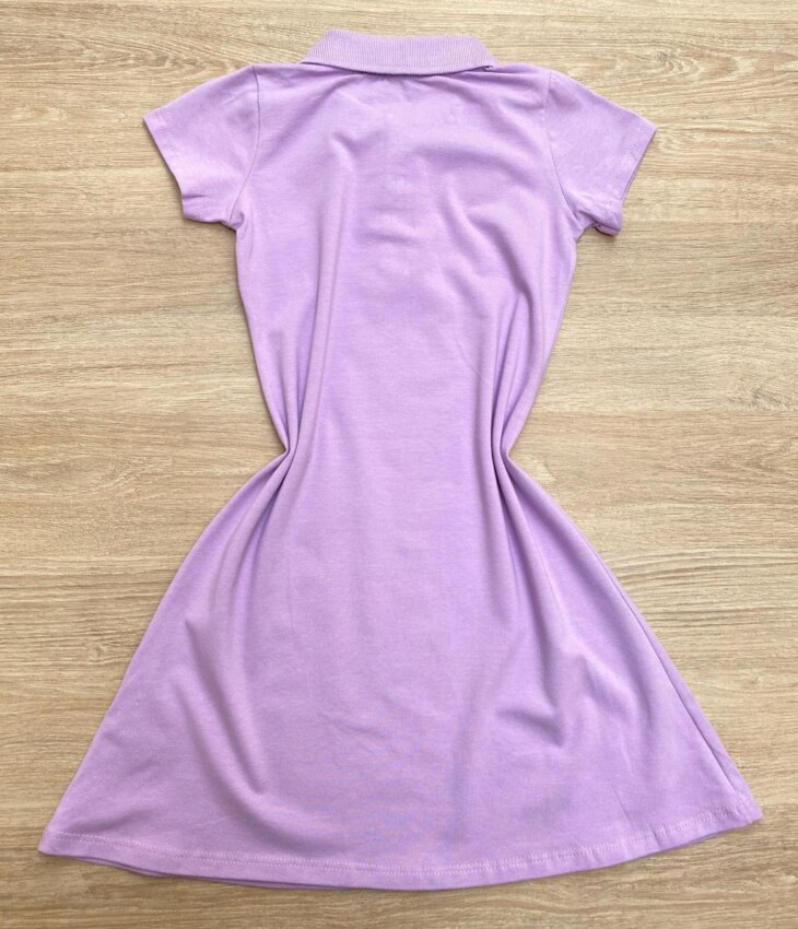 fernandaramoskids com br Vestido Infantil Feminino Gola Polo com Botões Lilás 2