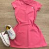 Vestido Infantil Feminino Gola Polo com Botões Rosa Fernanda Ramos Kids