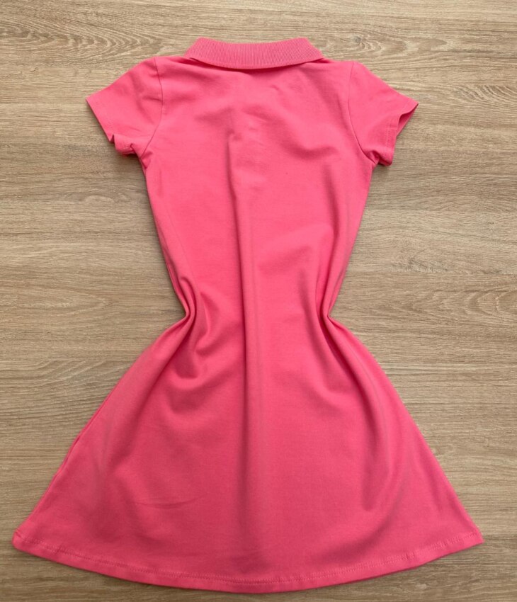 fernandaramoskids com br Vestido Infantil Feminino Gola Polo com Botões Rosa 2