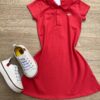 Vestido Infantil Feminino Gola Polo com Botões Rosa Escuro Fernanda Ramos Kids
