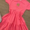 fernandaramoskids com br Vestido Infantil Feminino Manga Curta Pink Flúor 1