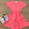 Vestido Infantil Feminino Manga Curta Pink Flúor Fernanda Ramos Kids