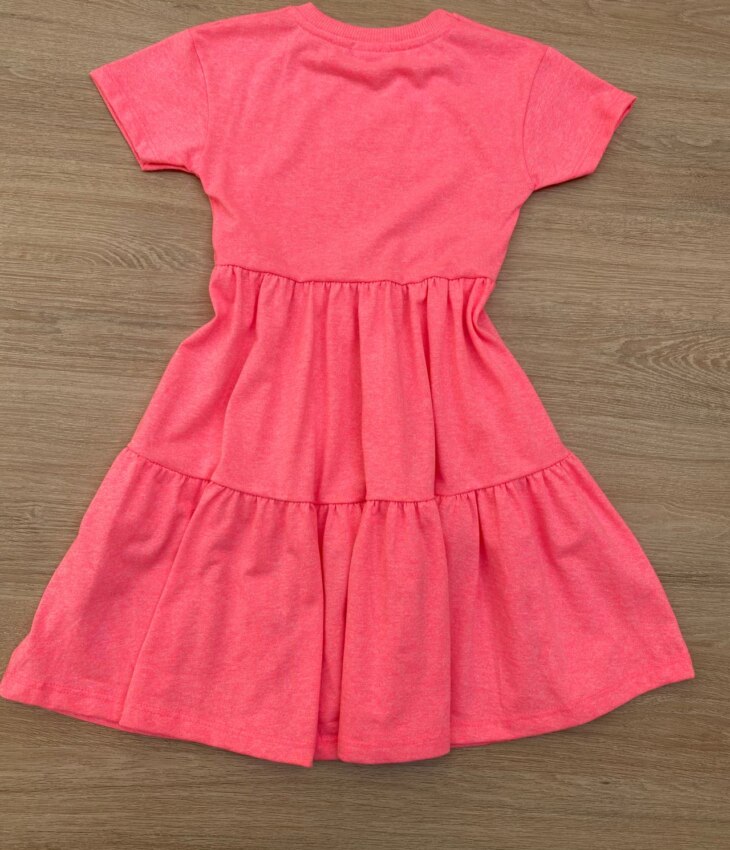 fernandaramoskids com br Vestido Infantil Feminino Manga Curta Pink Flúor 2