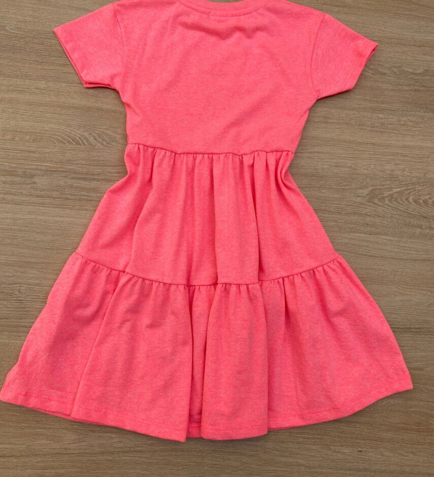 fernandaramoskids com br Vestido Infantil Feminino Manga Curta Pink Flúor 2