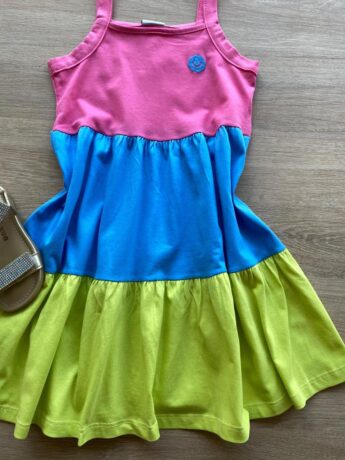 fernandaramoskids com br Vestido Infantil Feminino Marias Rosa, Azul e Verde 1