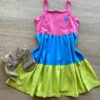 Vestido Infantil Feminino Marias Rosa, Azul e Verde Fernanda Ramos Kids