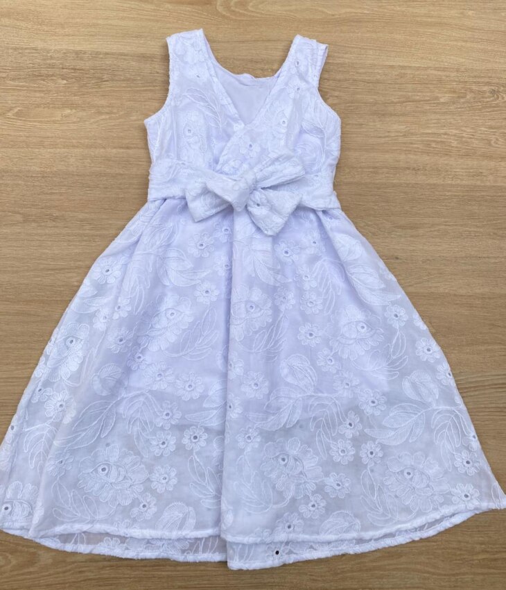 fernandaramoskids com br Vestido Infantil Feminino Midi Bordado Branco 2