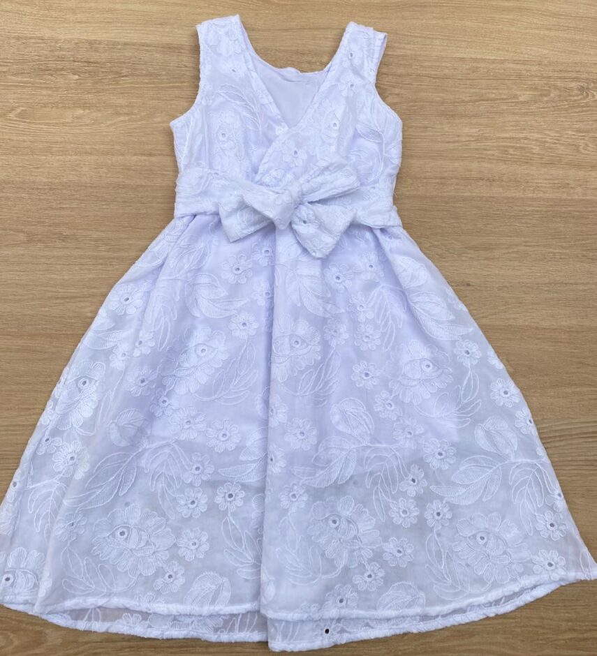 fernandaramoskids com br Vestido Infantil Feminino Midi Bordado Branco 2