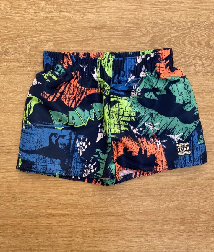 Bermuda Infantil Masculina Azul Estampada com Dinossauros Fernanda Ramos Kids