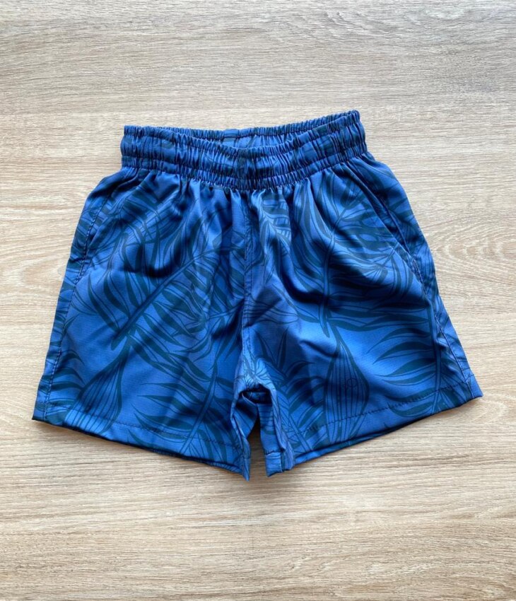 Bermuda Infantil Masculina Estampada Folhagem Azul fernanda ramos kids
