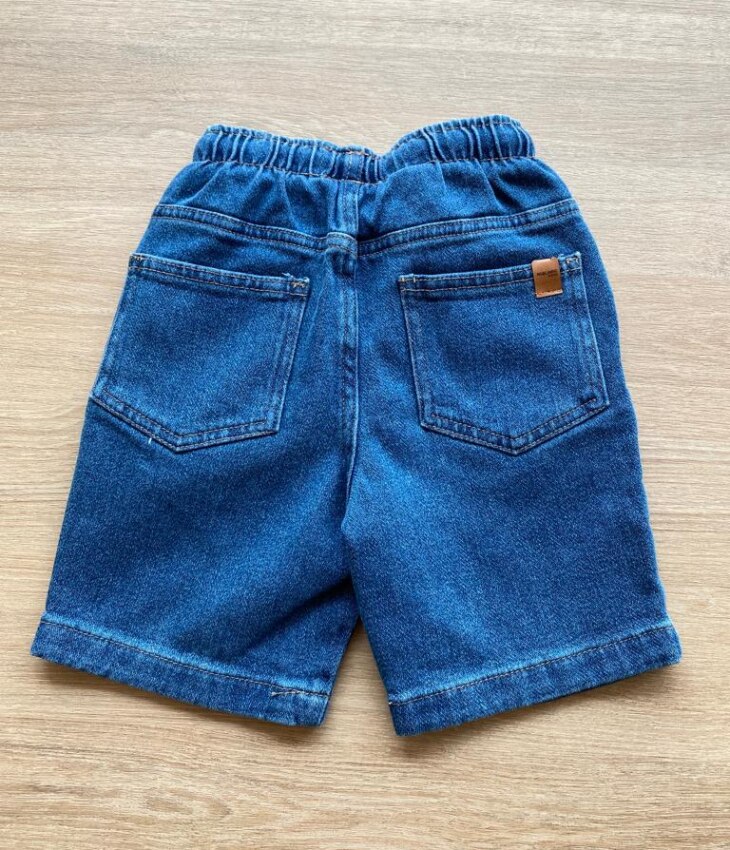 fernandaramoskids com br Bermuda Infantil Masculina Jeans Médio com Cordão e Bolsos2