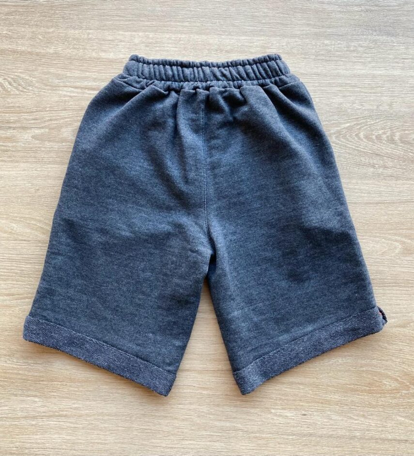 fernandaramoskids com br Bermuda Infantil Masculina Moletom Cinza Escuro com Cordão4