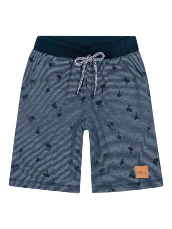 Bermuda Masculina Infantil Azul Marinho Estampada com Coqueiros Fernanda Ramos Kids