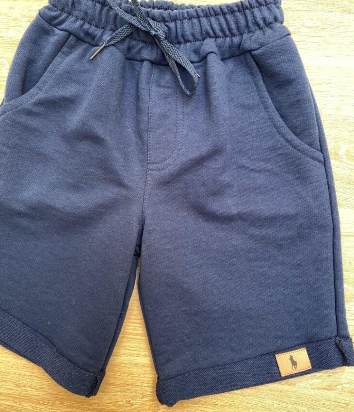fernandaramoskids com br Bermuda Masculina Infantil Moletom Azul Marinho com Cordão1
