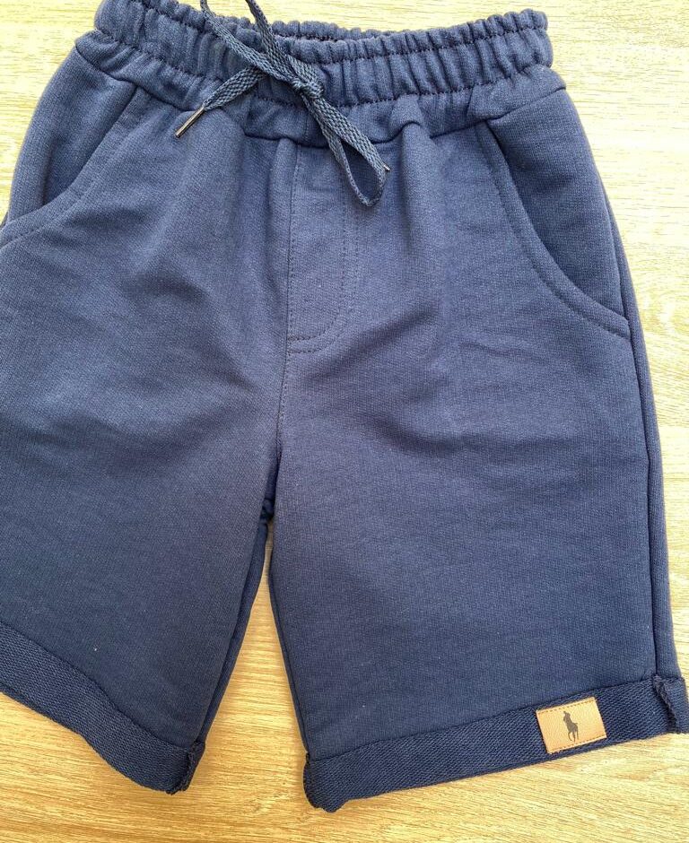 fernandaramoskids com br Bermuda Masculina Infantil Moletom Azul Marinho com Cordão1