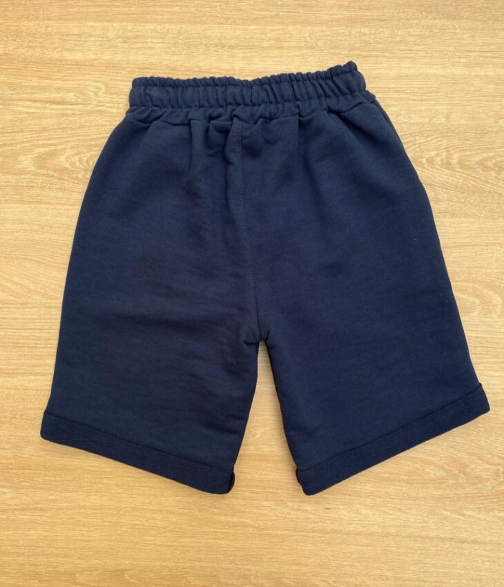 fernandaramoskids com br Bermuda Masculina Infantil Moletom Azul Marinho com Cordão3