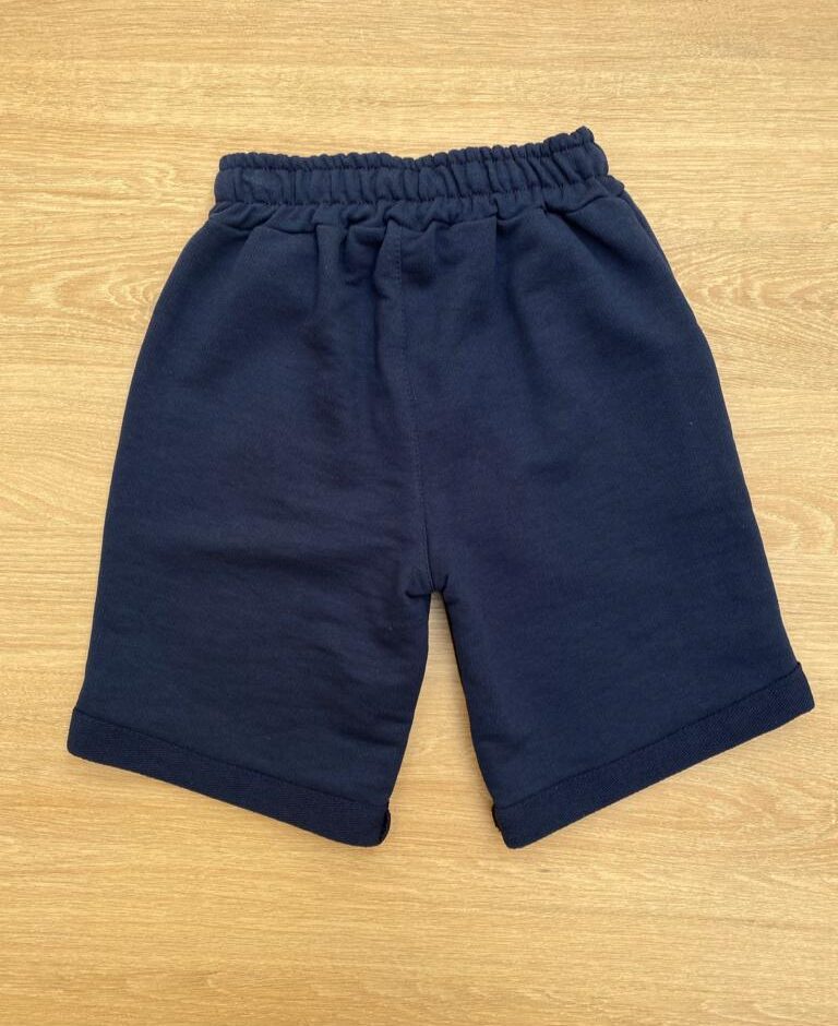 fernandaramoskids com br Bermuda Masculina Infantil Moletom Azul Marinho com Cordão3