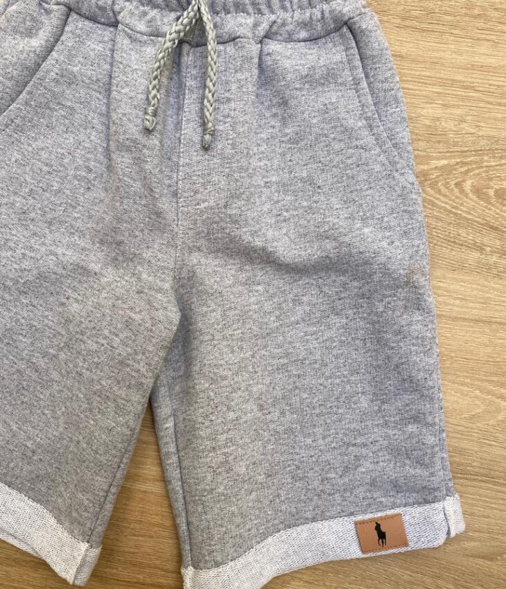 fernandaramoskids com br Bermuda Masculina Infantil Moletom Cinza com Cordão1