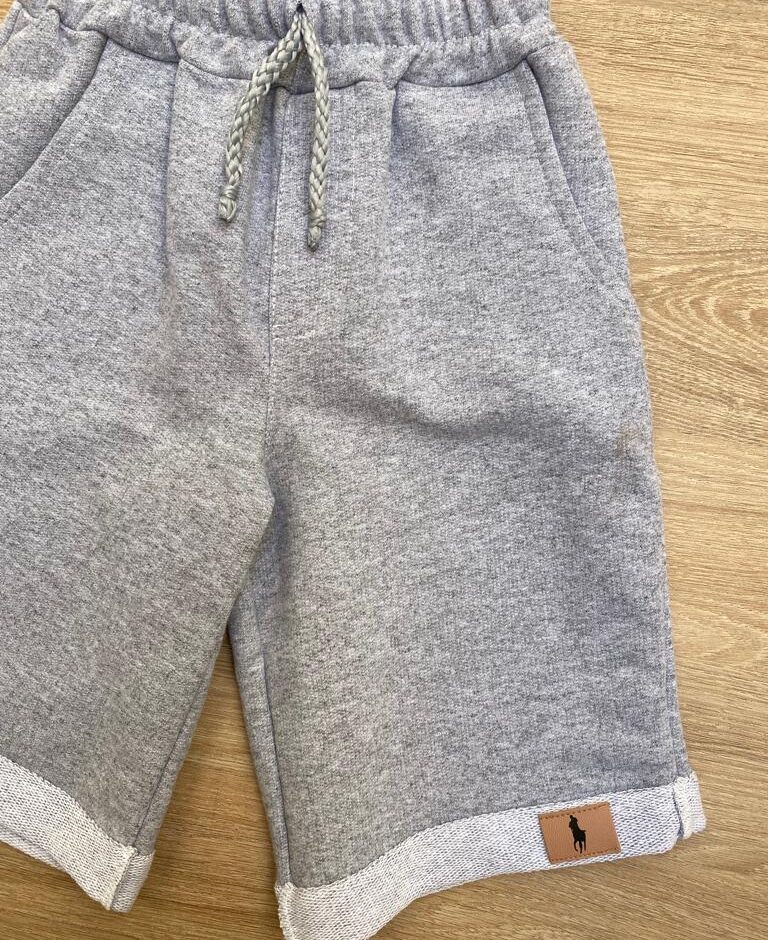 fernandaramoskids com br Bermuda Masculina Infantil Moletom Cinza com Cordão1