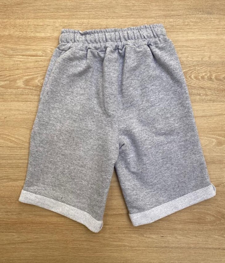 fernandaramoskids com br Bermuda Masculina Infantil Moletom Cinza com Cordão2