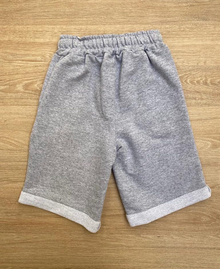 fernandaramoskids com br Bermuda Masculina Infantil Moletom Cinza com Cordão2
