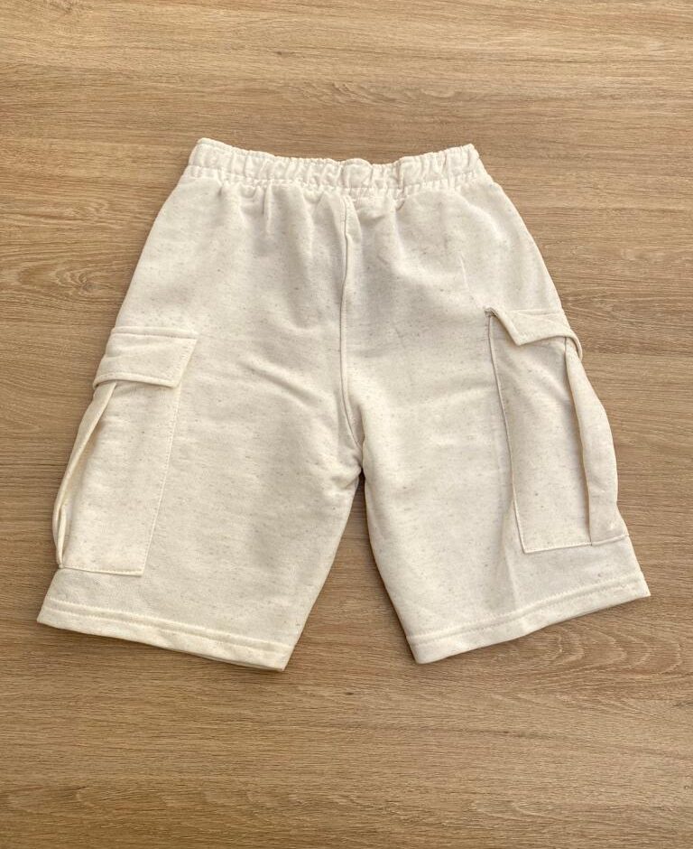 fernandaramoskids com br Bermuda Masculina Infantil Moletom Cru com Cordão e Bolsos2