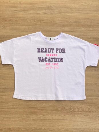 Blusa Cropped Infantil Feminino Summer Branco Fernanda Ramos Kids