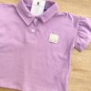fernandaramoskids com br Blusa Manga Curta Infantil Feminina Lilás Gola Polo Manga com Babado1