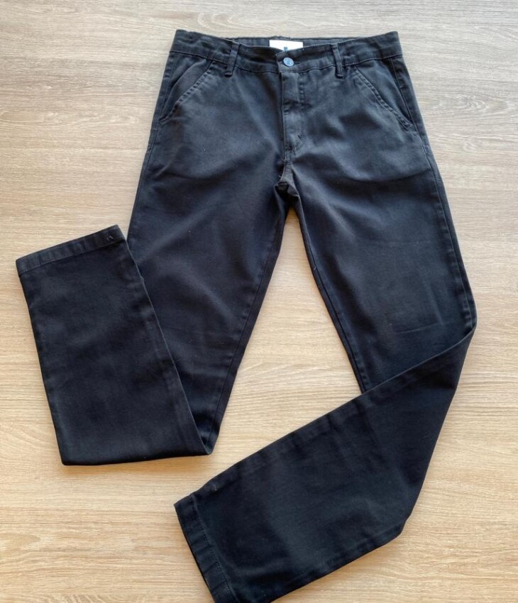Calça Masculina Infantil Chino Sarja Preta com Bolsos Fernanda Ramos Kids