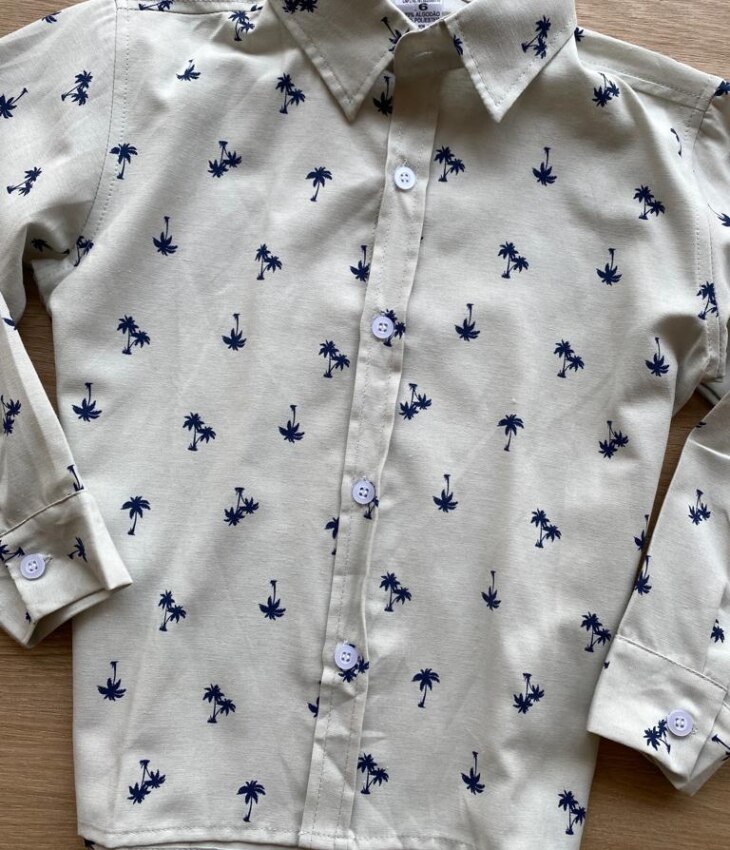 fernandaramoskids com br Camisa Infantil Masculina Manga Longa Cinza Estampada de Coqueiros1