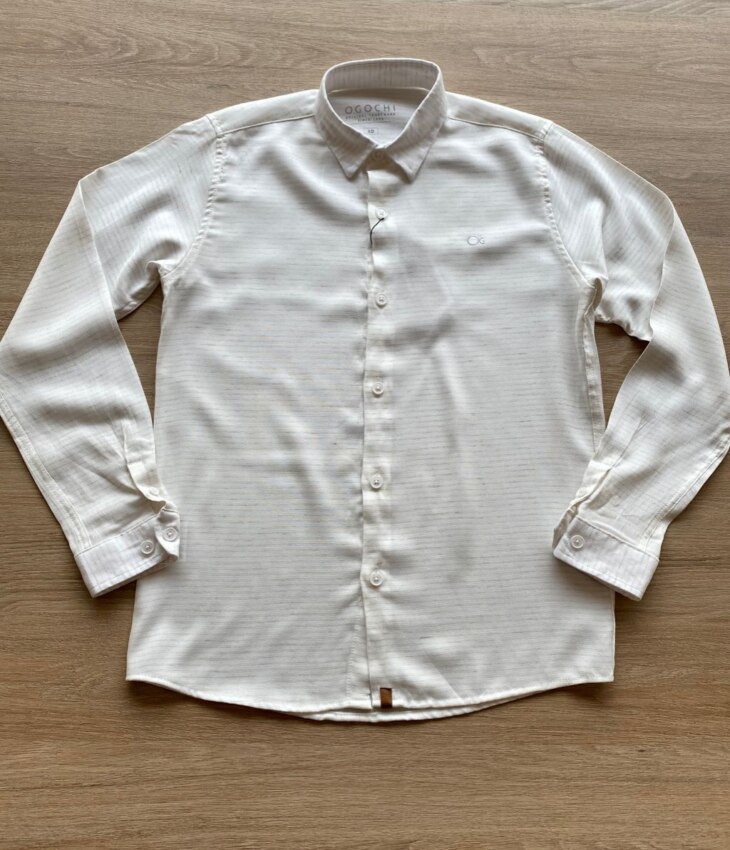 Camisa Infantil Masculina Manga Longa Ogochi Concept Off White Fernanda Ramos Kids