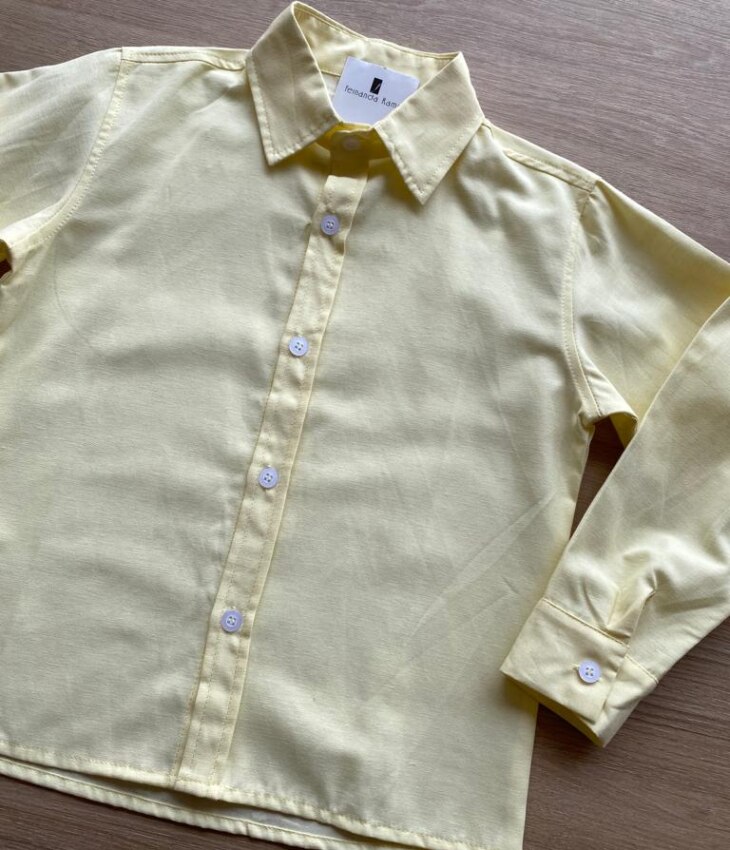 fernandaramoskids com br Camisa Infantil Masculina Manga Longa Social Amarela1
