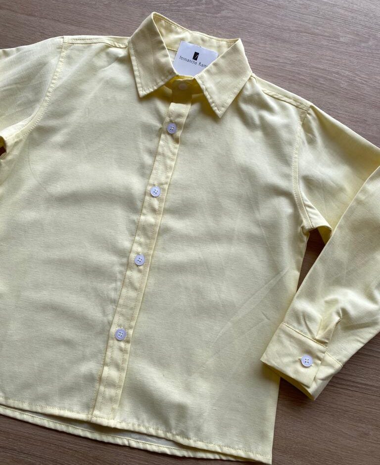 fernandaramoskids com br Camisa Infantil Masculina Manga Longa Social Amarela1