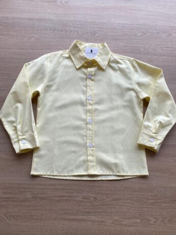 Camisa Infantil Masculina Manga Longa Social Amarela Fernanda Ramos Kids