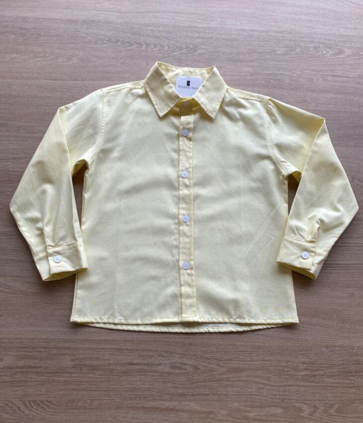 Camisa Infantil Masculina Manga Longa Social Amarela Fernanda Ramos Kids