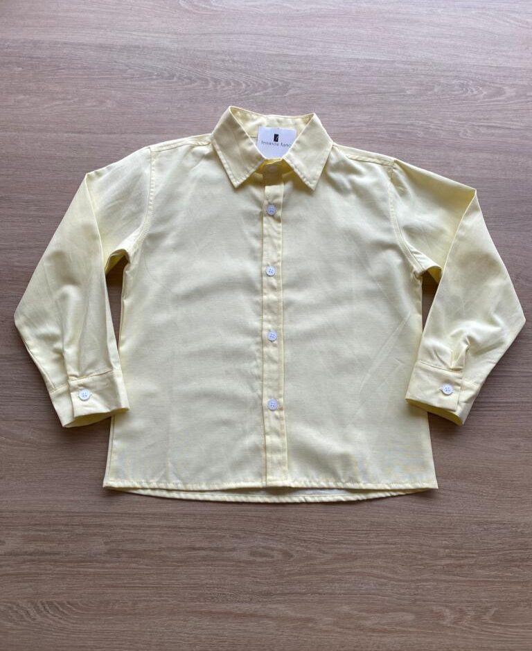 Camisa Infantil Masculina Manga Longa Social Amarela Fernanda Ramos Kids