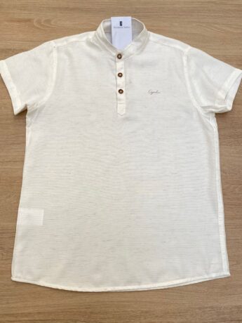 Camisa Masculina Infantil Manga Curta Ogochi Off White Fernanda Ramos Kids