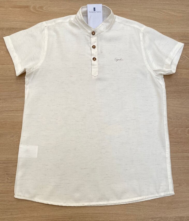 Camisa Masculina Infantil Manga Curta Ogochi Off White Fernanda Ramos Kids