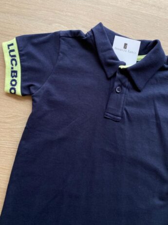 fernandaramoskids com br Camisa Polo Masculina Infantil Azul Marinho com Detalhe Verde Lima1