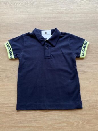 Camisa Polo Masculina Infantil Azul Marinho com Detalhe Verde Lima Fernanda Ramos Kids