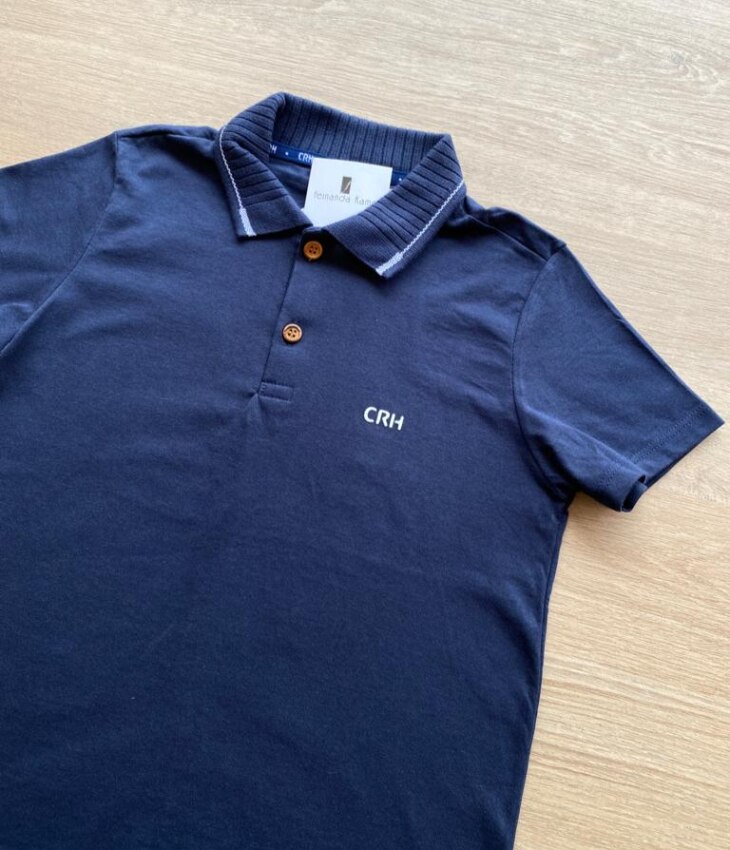 fernandaramoskids com br Camisa Polo Tradicional Masculina Infantil Manga Curta Azul Marinho1