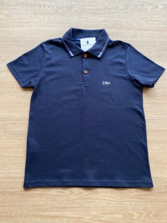 Camisa Polo Tradicional Masculina Infantil Manga Curta Azul Marinho Fernanda Ramos Kids