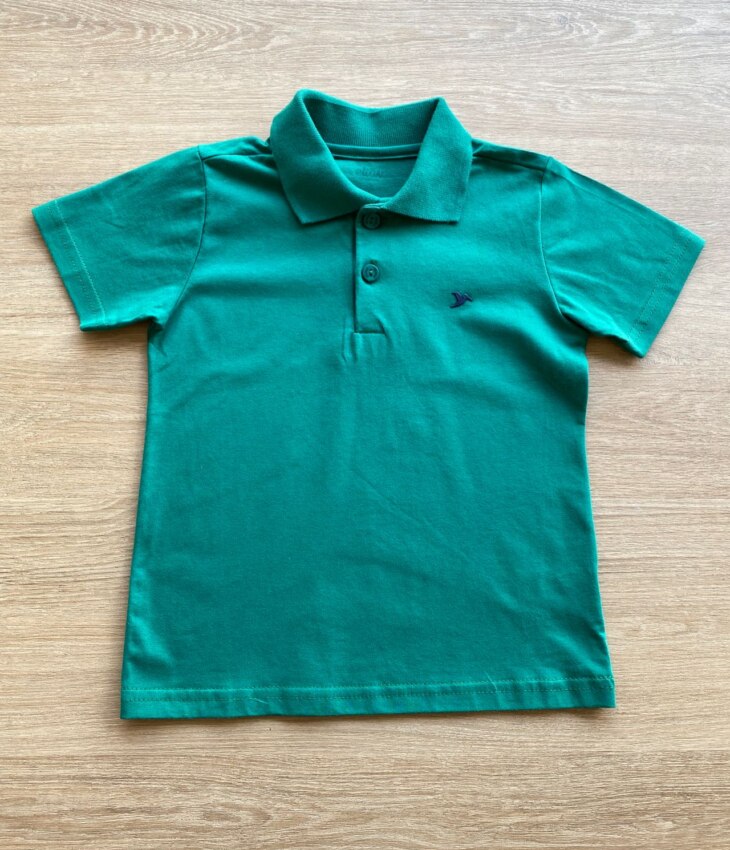 Camiseta Gola Polo Masculina Infantil Manga Curta Verde Fernanda Ramos Kids