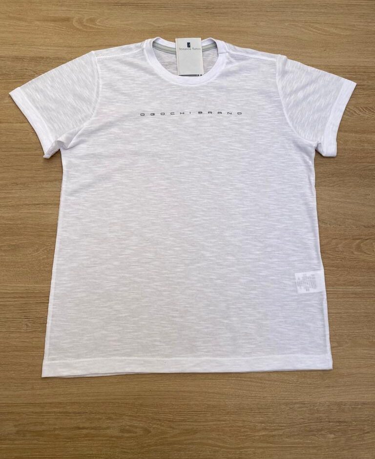 Camiseta Infantil Masculina Essencial Ogochi Branca Fernanda Ramos Kids