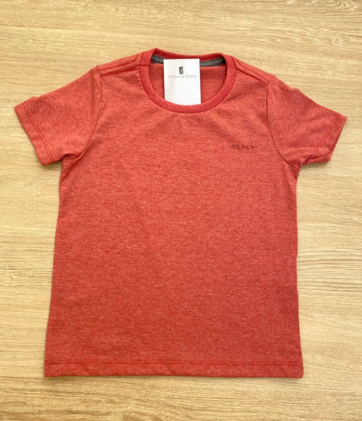 Camiseta Infantil Masculina Essencial Ogochi Vermelha Mesclada Fernanda Ramos KIds